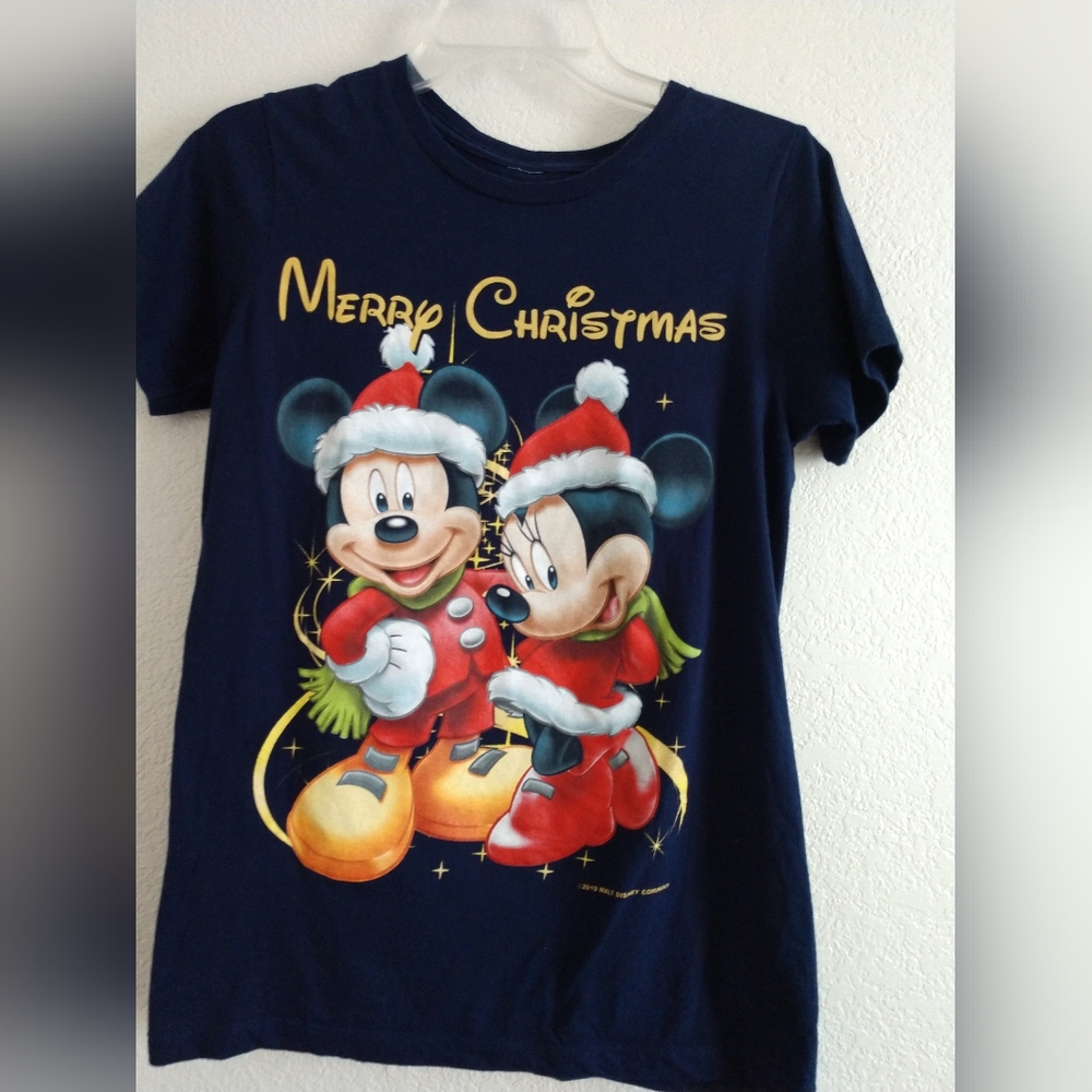 Mickey & Minnie Mouse Merry Christmas T Shirt Short Sleeve Size XS Chest 32"